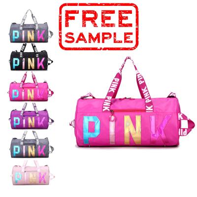 China Overnight Bag For Women Free Sample Foldable Pink Gym Bag Overnight Bag For Women Travel Waterproof Duffel Bag Custom Logo for sale