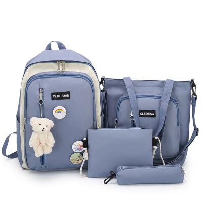 China Waterproof 4pcs 2022 New Fashion Student School Bag Set Cute College Backpack Set For Girls Teenagers for sale