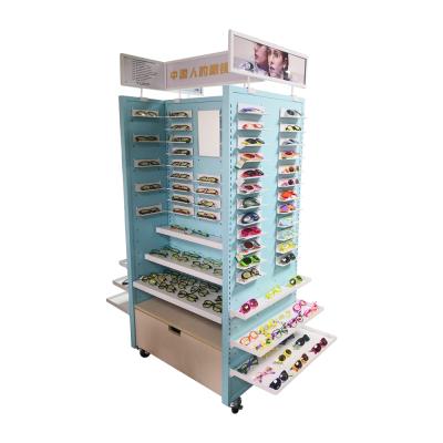 China Shop Optical Hot Sales Modern Optical Display Cabinet Glasses Stand Display Shop Furniture Cabinet With Casters for sale