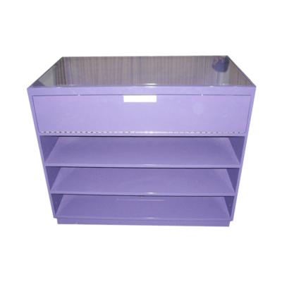 China Modern custom design anti-rust powder coat wooden purple measuring table checkout counters for sale for sale