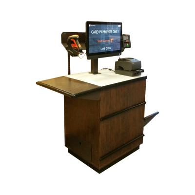 China High quality design reasonable price factory retail store cashier scanning supermarket wooden stand customer checkout counter for sale