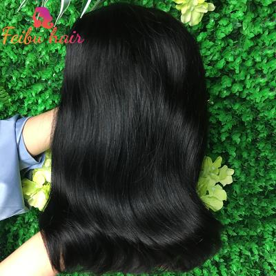 China 1-4 Years Machine Made Human Hair Wigs Bob Wig With Bangs For Colored Women 150% Density Hot Selling Bang Straight Wigs for sale