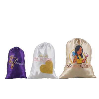 China Simple Custom Logo Satin Wig Bags Hair Papers Silk Wrapping Bag Logo Luxury Bag Print for sale