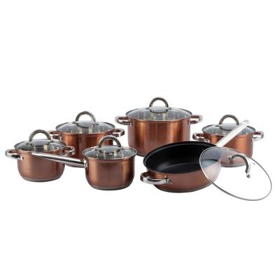 China Sustainable 12pcs Kitchen Soup Stock Pots Stainless Steel Cookware Sets Cookware for sale