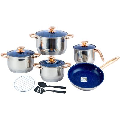 China Viable 12PCS Kitchen Cookware Pan Stainless Steel Cookware with Kitchenware Tools for sale