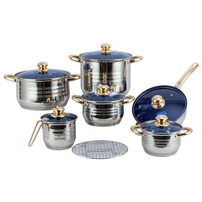 China Viable Hot Sale 13pcs Stainless Steel Surgical Induction Kitchen Cookware Set Cooking Pot for sale