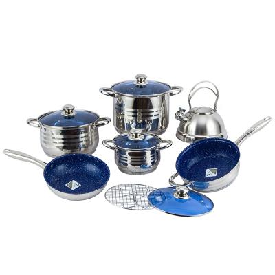 China Wholesale 12 Pcs Stainless Steel Body Shape Sustainable Hot Upright Cookware Set With Glass Lid for sale