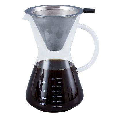 China Sustainable Hot Selling Borosilicate Glass Coffee Pot 600ml Coffee Maker Pour Over Coffee Pot for sale