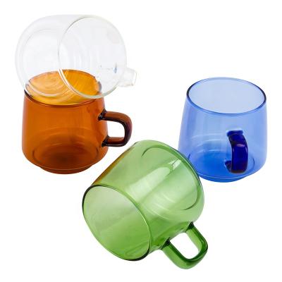 China Viable High Quality Colored Glass Tea Cup Borosilicate Glass Coffee Mug for sale