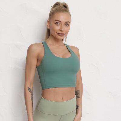 China New QUICK DRY Outdoor Naked Feel Shockproof I-shapede Yoga Top With Chest Pad Fitness Sports Bra for sale