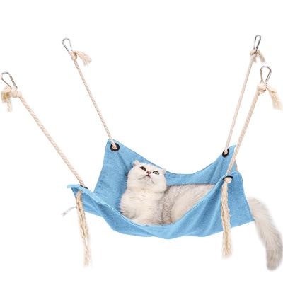 China Hemp Cotton Pet Breathable Nest Tassel Swinging Bed Hanging Mat Breathable Hammock For Cat for sale