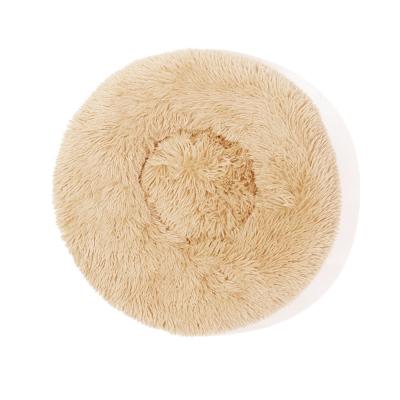 China Sustainable Winter Warming Round Luxury Soft Long Plush Large Dog Cat Bed for sale