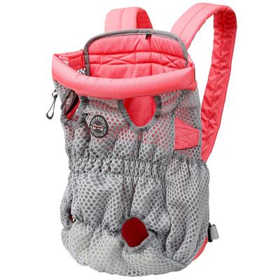 China Pet Carrier Stored Breathable Backpack Cat Dog Animal Travel Bag Hands Free Light Weight Fashion Waterproof Elastic Fabric Pink for sale