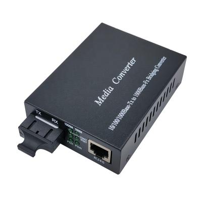 China FTTH FTTB FTTC 10/100/1000Base-TX to Dual Single Mode 1000Base-FX SC Gigabit Fiber Media Converter for sale