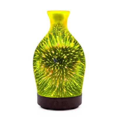 China New Cool Style 3D Firework Essential Oil Aroma Diffuser 7 LED Color Glass Night Light Electric Glass Air 2020 3D Aromatherapy for sale