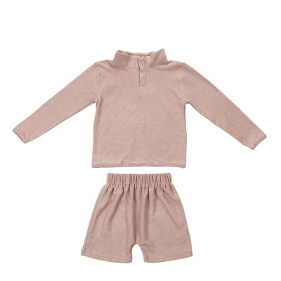 China Casual Organic Soft Cloth Terry Pink Pink Boutique Toddler Girls Kids Clothing Baby Sets for sale