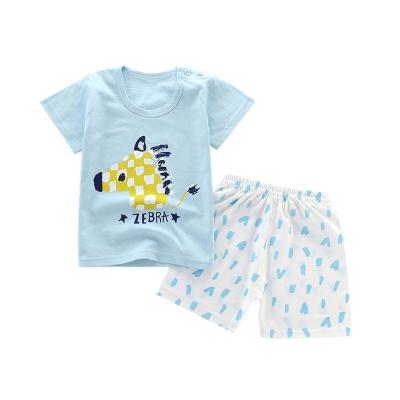 China Wholesale Anti-Shrink Baby Clothing Set Hot Selling Cartoon Printed Casual Organic Cotton Baby Boy Clothing Set for sale