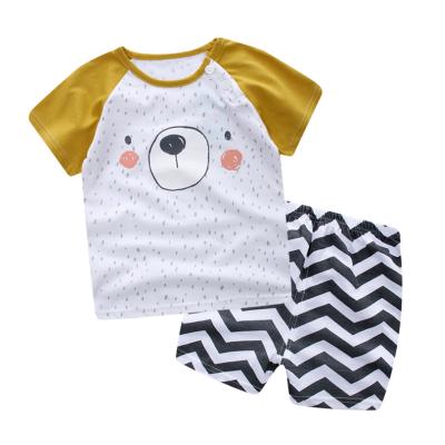 China New Arrival Wholesale Anti Shrink Baby Clothing Set Cartoon Printed Organic Cotton Baby Boy Clothing Set for sale