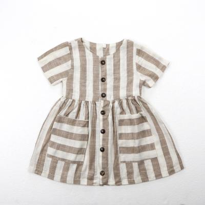 China 2021 Anti-wrinkle hot style high quality fashion bar breathable canvas cotton 0-6 years girls summer dress for sale