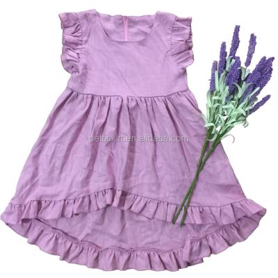 China Girls Dress Baby Solid Color Sustainable Canvas Ruffles Girl Spring Autumn Babies Dress Dress for sale