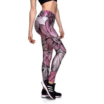 China Custom Girls Floral Print Seamless Hip Yoga Pants Antibacterial Top Sports Running Fitness High Waist Yoga Gaiters for sale