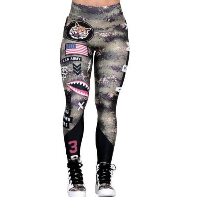 China Wholesale Antibacterial Camouflage Yoga Pants Women Sports Gaiters Fitness Yoga Pants Quick Dry Yoga Gaiters for sale