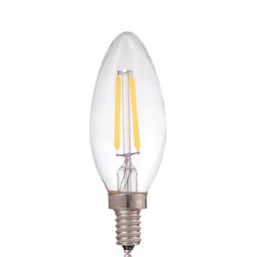 China LED clear vintge c35 2w E14 filament candle light transparent glass bulb Lumen illumination decorative interior 100lm/w for sale