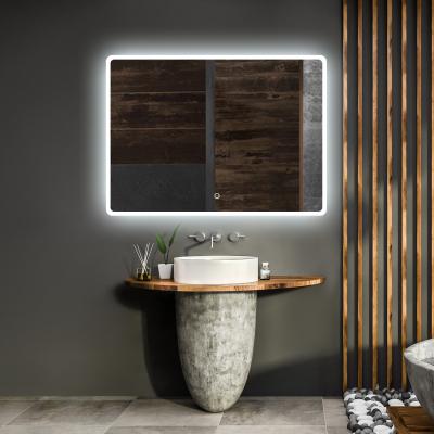 China Light Touch Dimming Color Switch LED Lighted Bathroom Mirror With Acrylic Diffuser 800 x 600mm for sale