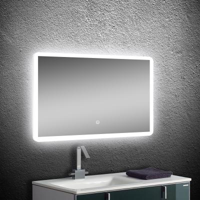 China Modern Acrylic Edge LED Bathroom Touch Screen Vanity Mirror With Mirror Heater 1200 x 600mm for sale