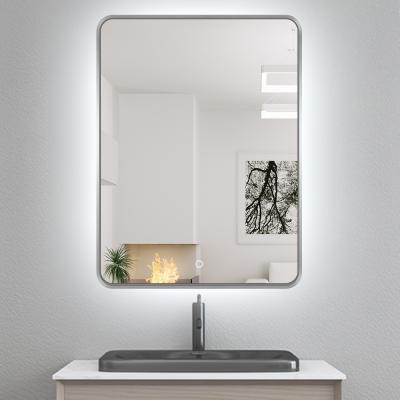 China 2021 contemporary high quality aluminum framed backlit bathroom mirror lighting with black/gold aluminum frame for sale