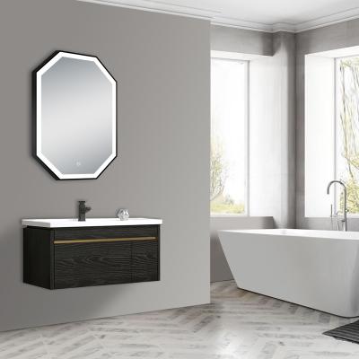 China Illuminated Black Framed Anti Fog Mirror Wall Mounted Decorative Mirror With LED Light for sale