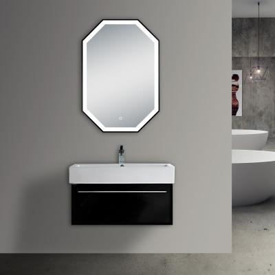 China 2021 New Design Bright Lighted Bathroom Mirror With Touch Sensor Switch And Black Frame for sale