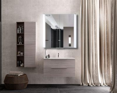 China 2021 Hot Sale Modern Wall Mounted Bathroom Vanity Storage Mirror Cabinet With Plug for sale