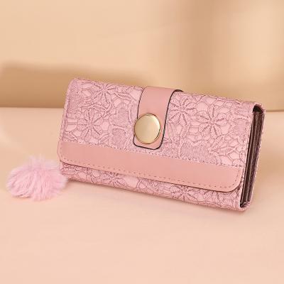 China Wholesale Anti-theft Card Holder Classic Wallet Top For Women Designer Lace Flower Long Wallet Coin Purse Wallets Female Girls Gifts for sale