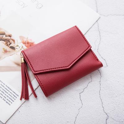 China Anti-theft Wallet Luxury Short Women Multicolor Tassel Purses Place Women Slim Wallet Card Holder Personalized Envelope Leather Wallets for sale