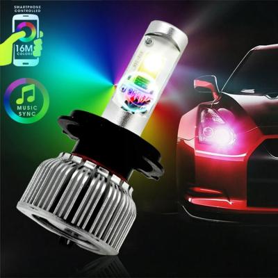 China Fashion 6063 Aluminum Premium APP RGB LED Headlight With Phone App Control Colorful LED Headlight for sale