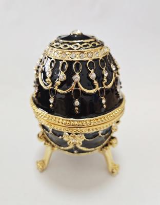 China Faberge Egg Jewelry Box Series Hand Painted Jewelry Trinket Box with Rich Enamel EggBox Sparkling Rhinestone Unique Gift for sale