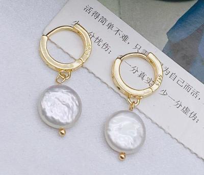 Китай Korean Hoop Earrings For Women Handmade Sweet Baroque Pearl Circle Earring Jewelry Natural Baroque Pearl Earring продается