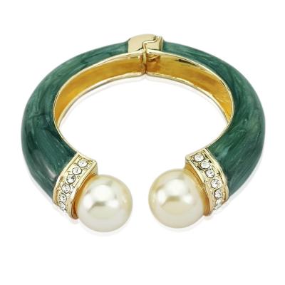 Китай Classic Crystal Bangles Bracelets For Women Gold Color pearl Bangles Femal Opening Bangles Wedding Jewelry Accessories продается