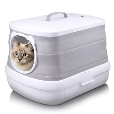 China Portable Folding Cat Toilet With Deodorizing Easy Sustainable Innovative Design Large Space To Use Cat Litter BoxD for sale