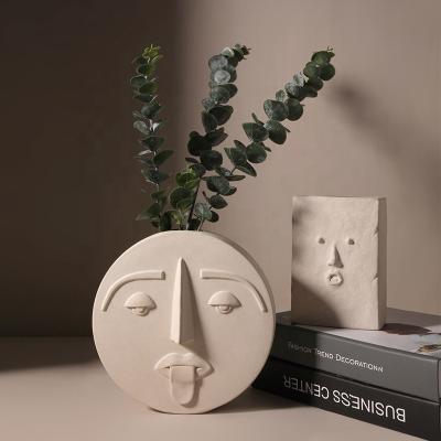 China Eco-friendly Ceramic Face Nordic Design Decor Vase Flower Modern Flower Vase For Home Decoration for sale