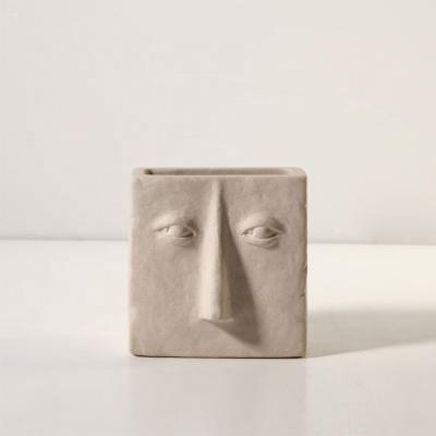 China Eco-friendly Ceramic Face Nordic Design Decor Vase Flower Modern Flower Vase For Bedroom Decor for sale