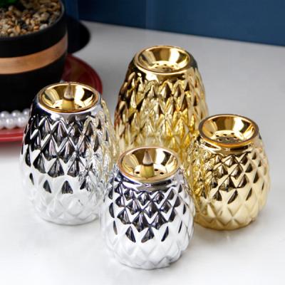 China Minimalist Middle Eastern Gold Silver Pineapple Ceramic Censer For Table Ornaments for sale