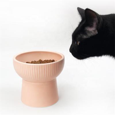 China Non-automatic Raised Cat Bowls Elevated Ceramic Cat Dish Pet Food Bowl for Kitty Eating Stress Free for sale