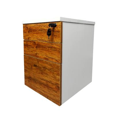 China Office Furniture Mobile Customized Wooden Filing Cabinet Movable 3 Drawer Cabinet With Lock Office Cabinet Storage for sale