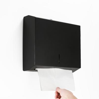 China Modern Fold Wall Mount Stainless Steel Hand Towel Holder Bathroom Paper Towel Dispenser Tissue Box Matte Black Bathroom Hardware Paper for sale