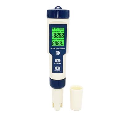 China Portable TDS Meter Water pH Test Salinity TDS EC Pen Type Temp 5 in 1 meter with factory price 183*37*37 mm for sale