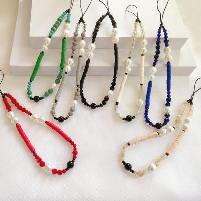 China PC1093 Hot Selling Crystal 90s Style Polymer Freeform Clay Heishi Crystal Rondelle Beads Cell Phone Straps Loop Chains for sale