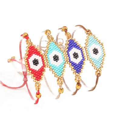 China BG1007 Miyuki Seed Beaded Evil Evileye Religious Sensitive Handmade Eye Woven Charm Bracelet For Women for sale