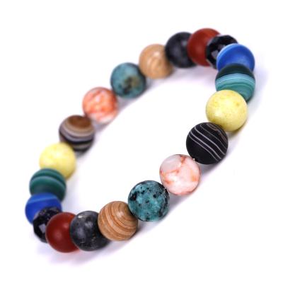 China BN5351 Agate Semi Precious Stone Beaded Milky Way Elastic Bracelets for sale